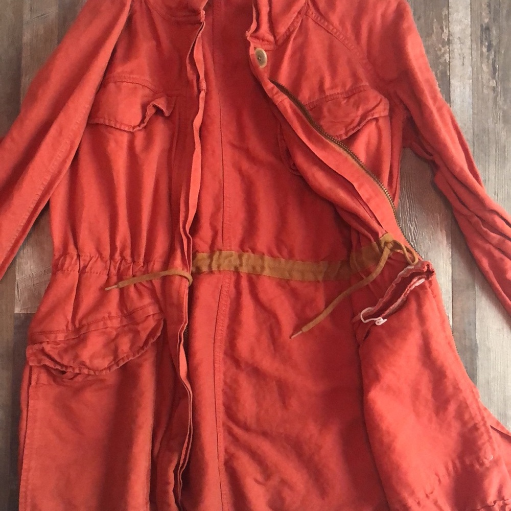 Loft Drawstring Jacket. Coral/Rust Color. Size S. - image 3